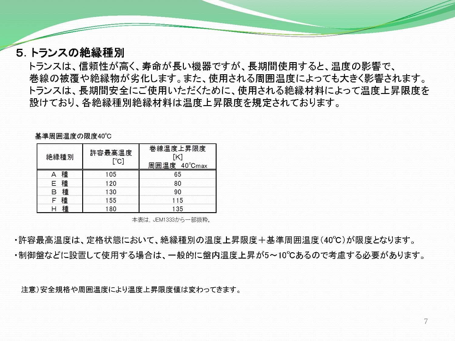 トランスの絶縁種別